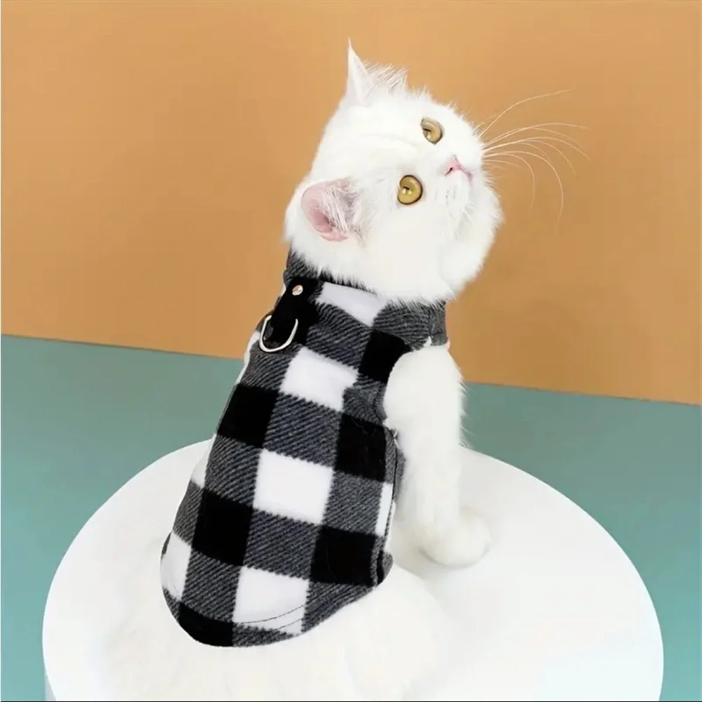 NWT✨ Pet Harness Plaid Flannel Jacket Cat Small Dog sz L *3/$15*